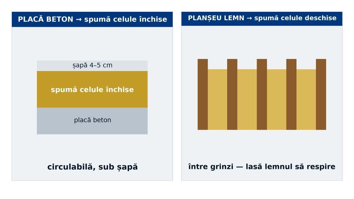 Izolarea podelei mansardei: placă de beton vs planșeu de lemn